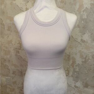 Alo White Ribbed Tank Top